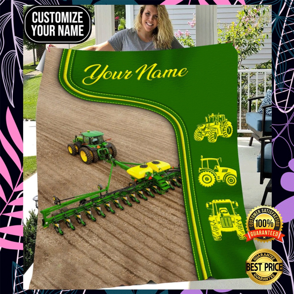 Personalized Green Tractor Farmer Blanket