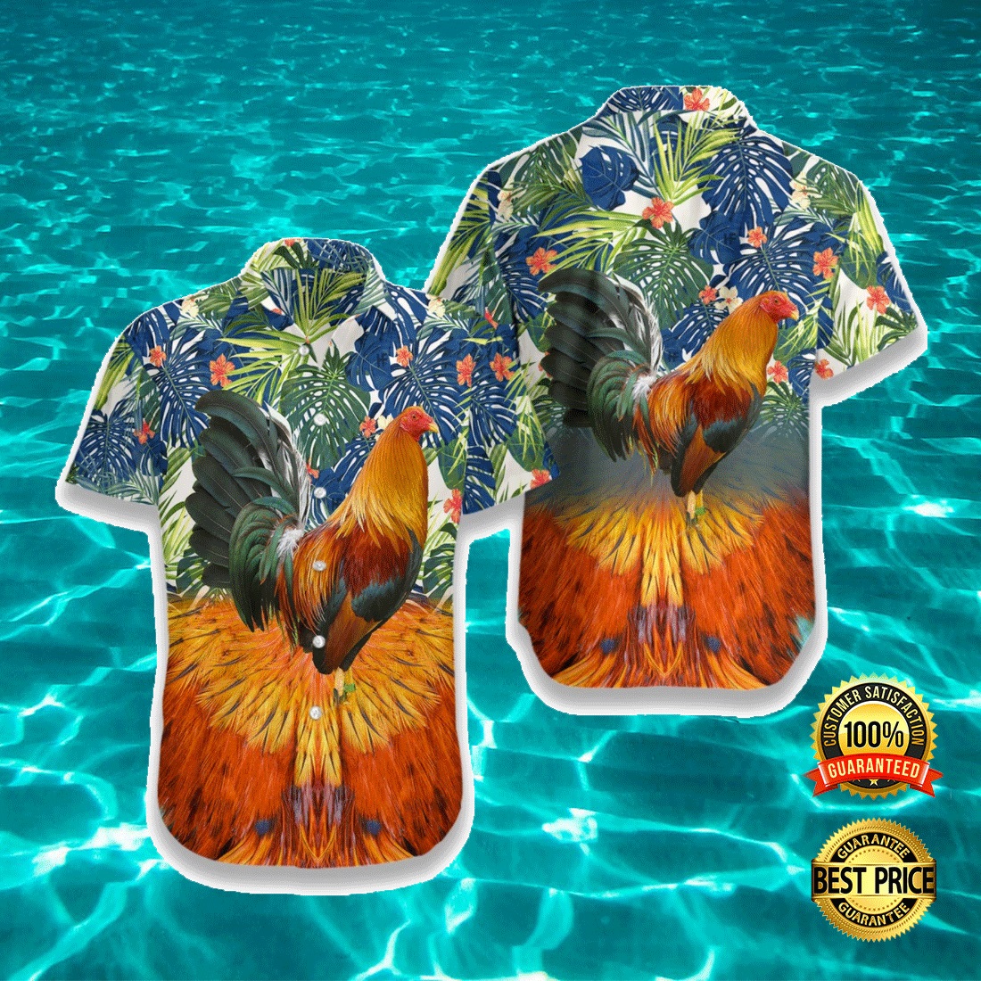 Rooster tropical hawaiian shirt