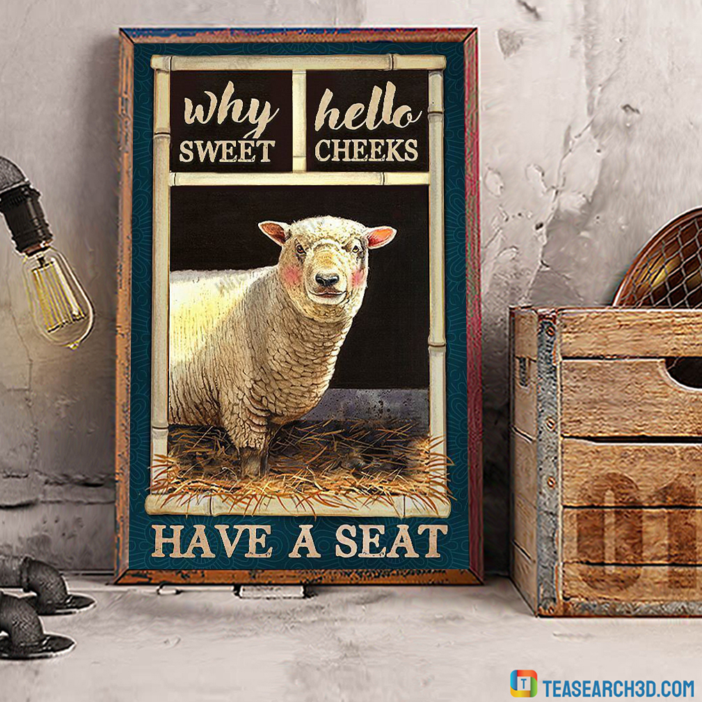 Sheep bathroom why hello sweet cheeks have a seat canvas