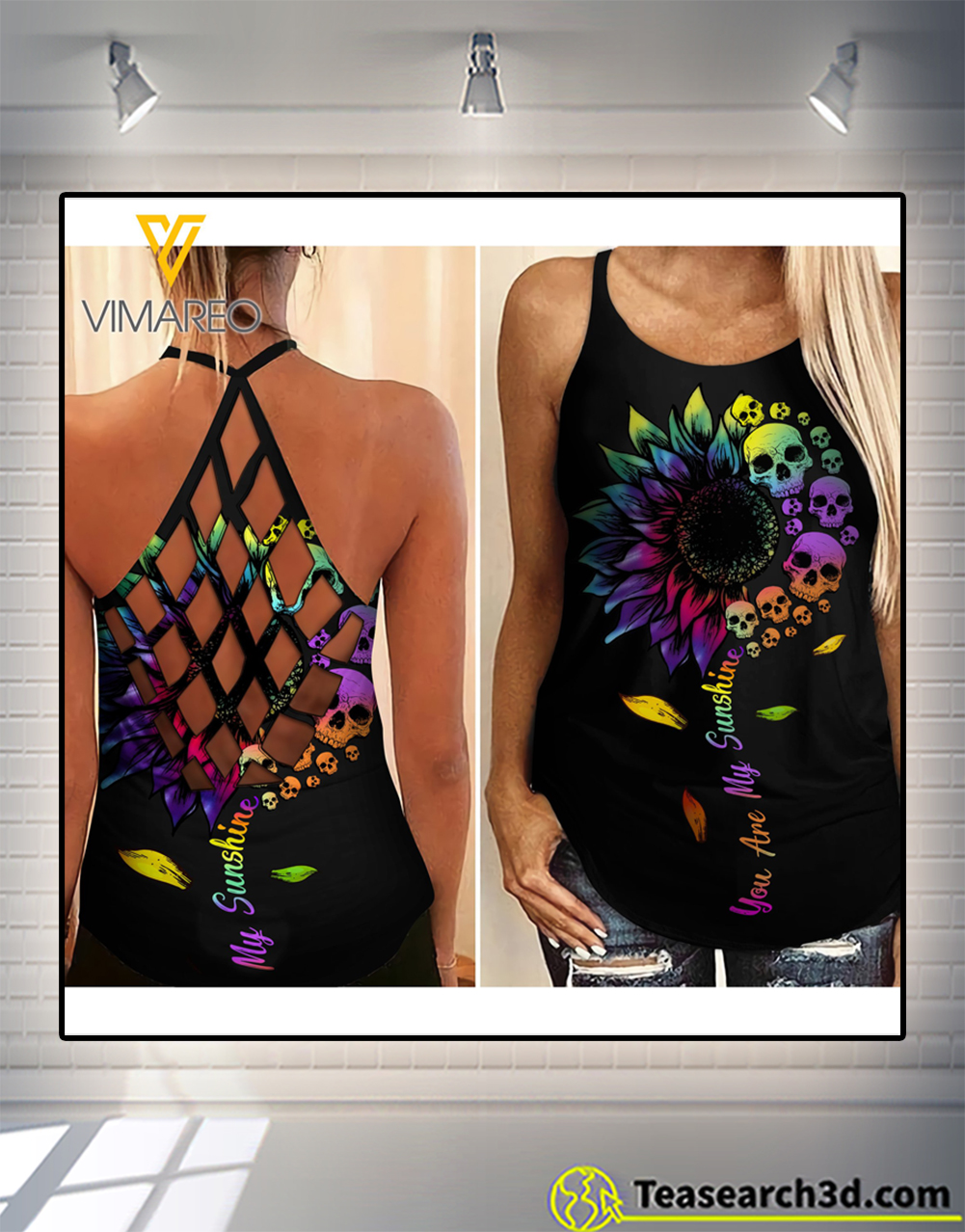 You are my sunshine criss cross open back camisole tank top
