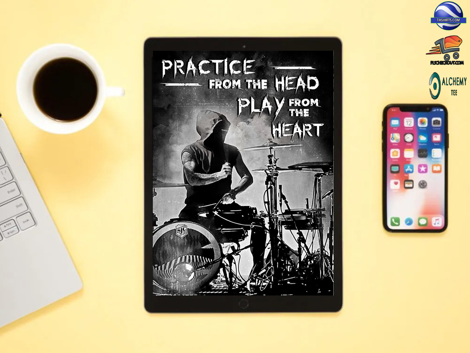 Drum Practice from the head play from the heart poster