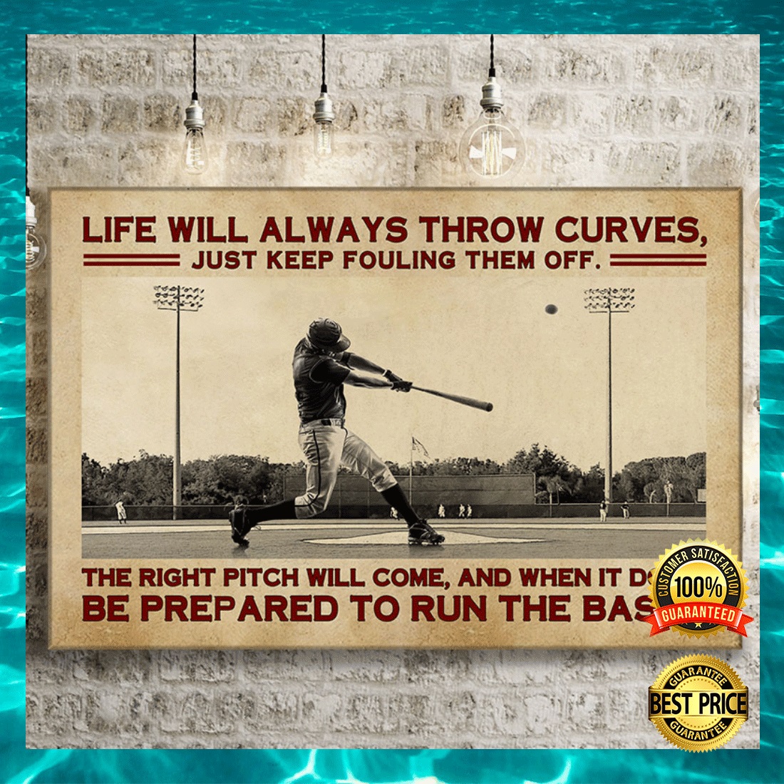 BASEBALL LIFE WILL ALWAYS THROW CURVES JUST KEEP FOULING THEM OFF CANVAS