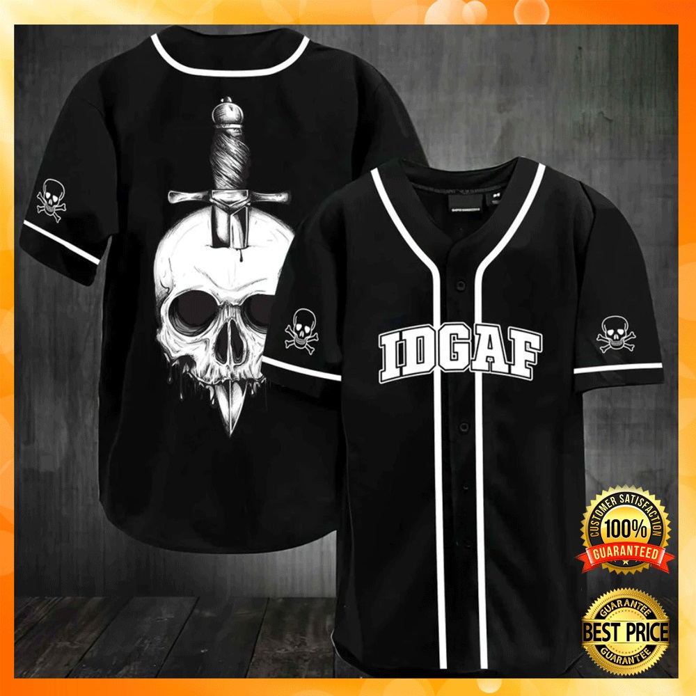 Skull IDGAF baseball jersey1