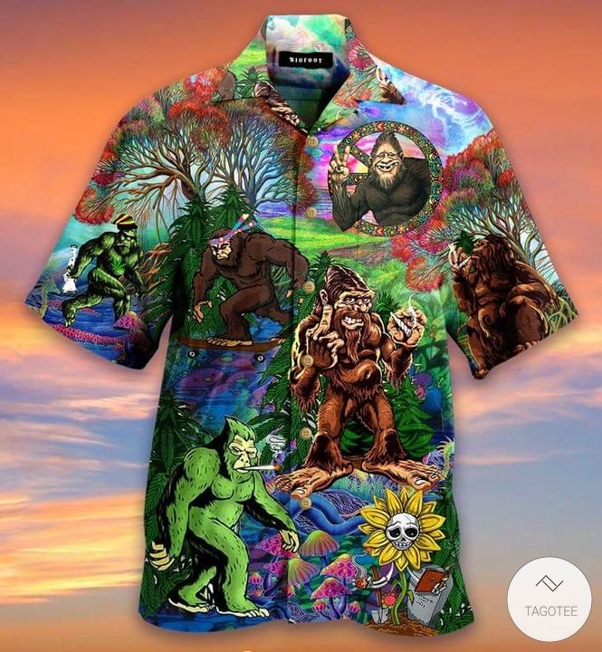 Hippie Bigfoot Hawaiian Shirt