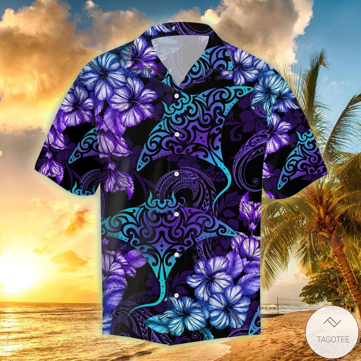 Rays Hibiscus Tropical Hawaiian Shirt