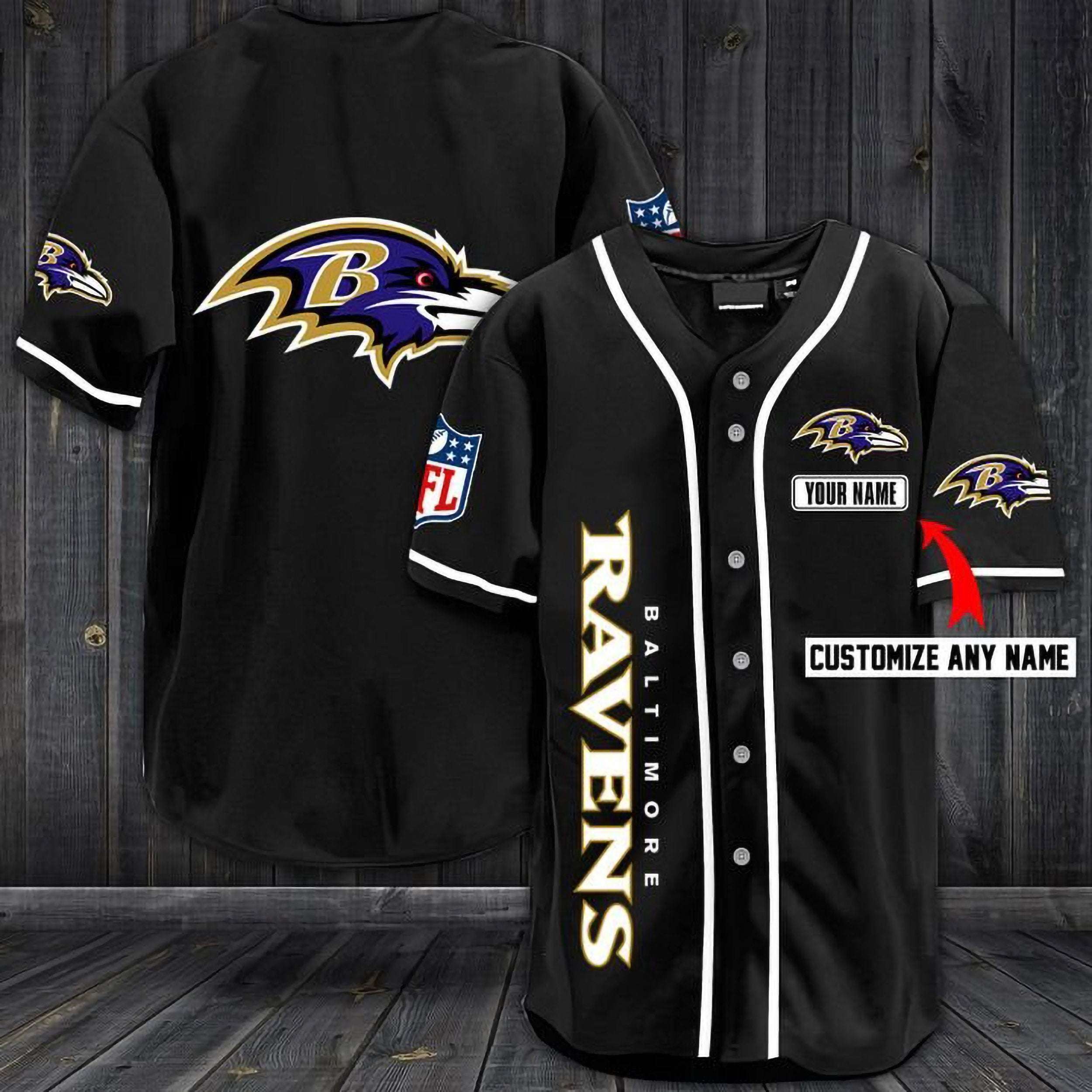 Baltimore Ravens Personalized Custom Name Baseball Jersey Shirt