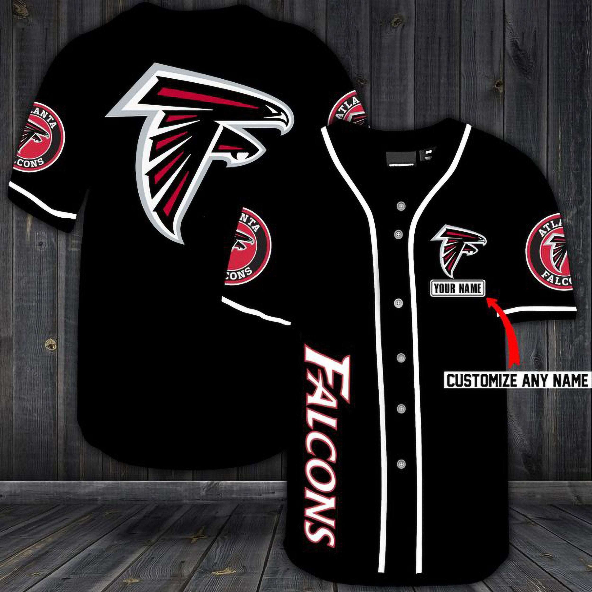 Atlanta Falcons Personalized Custom Name Baseball Jersey Shirt