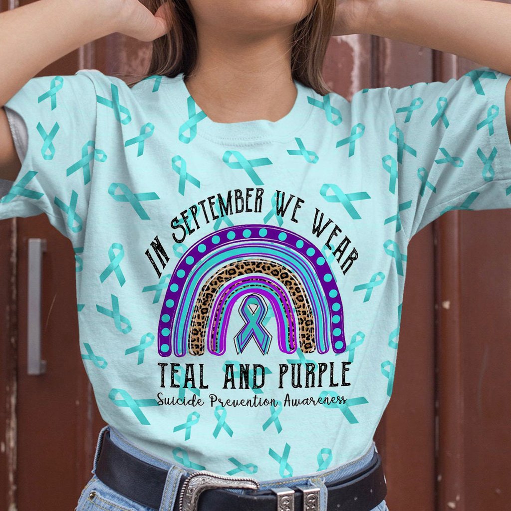 In September We Wear Teal And Purple Suicide All Over Print Shirt
