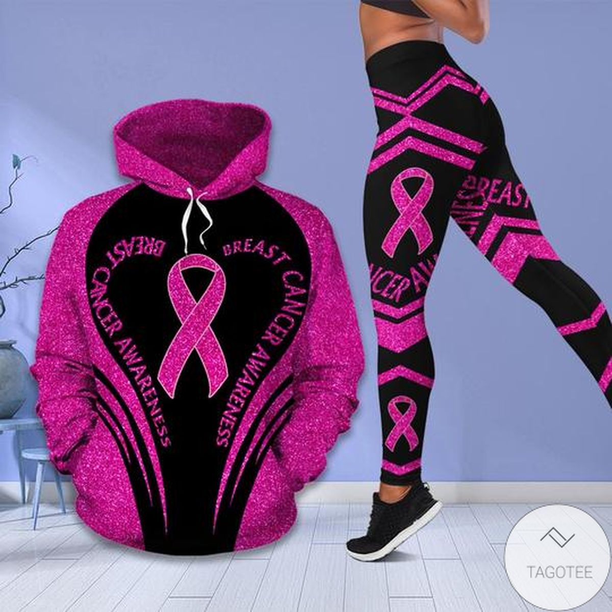 Breast Cancer Awareness Month I Wear Pink Survivor Fight Like A Girl Hoodie And Legging