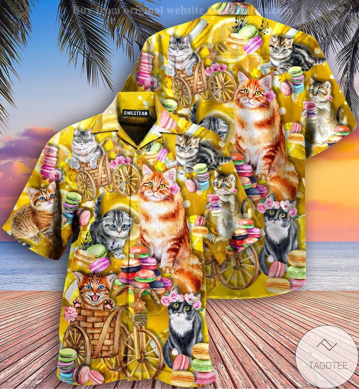 Cats Maracon Flower Hawaiian Shirt