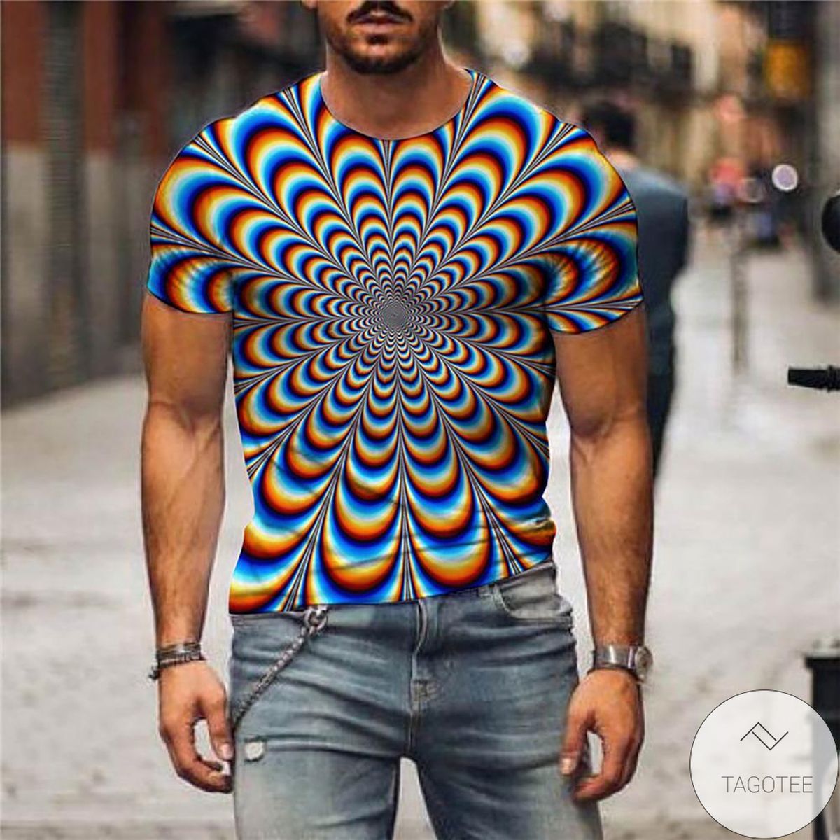 Kaleidoscope 3d Graphic Printed Short Sleeve Shirt
