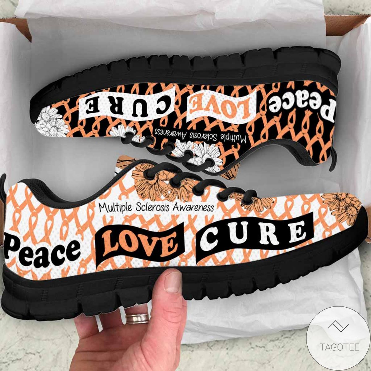 Peace Love Cure Multiple Sclerosis Awareness Sneakers