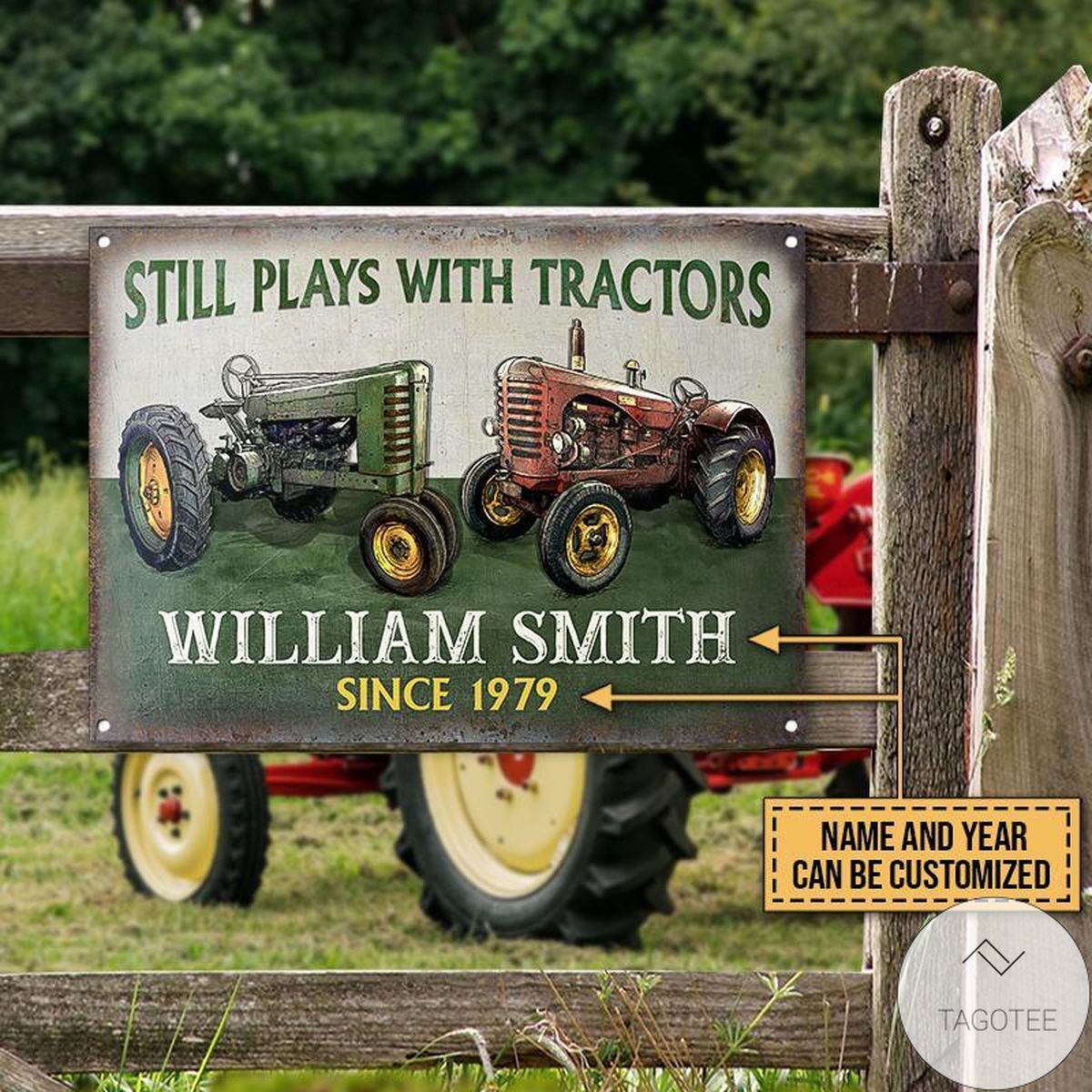 Personalized Tractor Still Plays Customized Classic Metal Signs