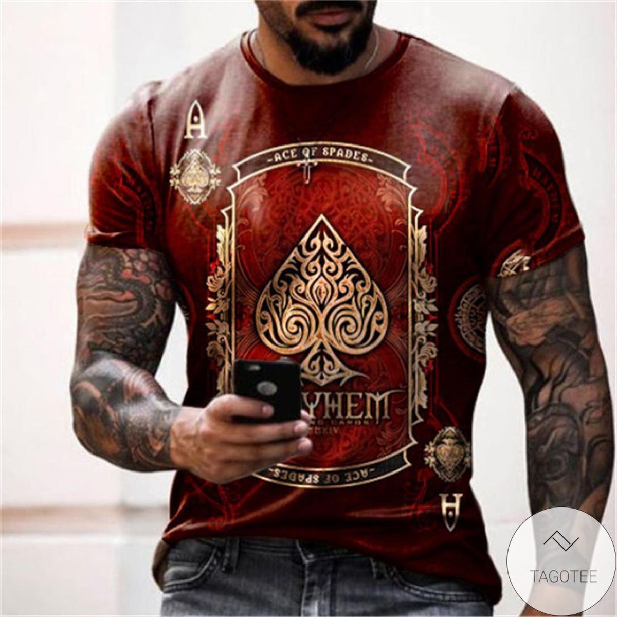 Tall Round Neck Red Summer 3d Graphic Printed Short Sleeve Shirt