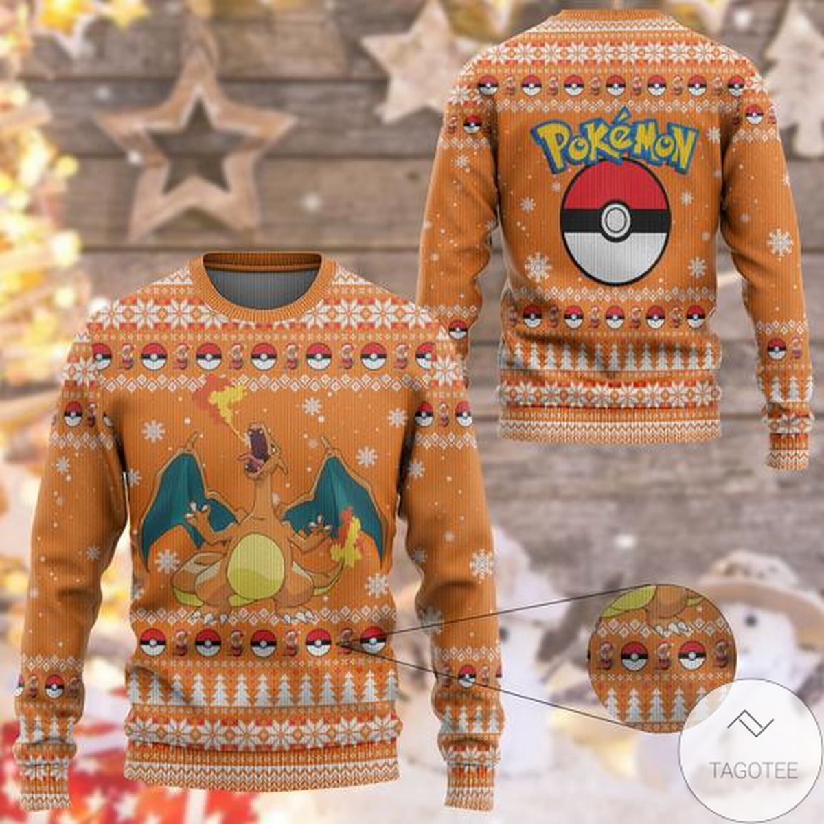 Anime Pokemon Charizard Custom Christmas Ugly Imitation Knitted Sweatshirt