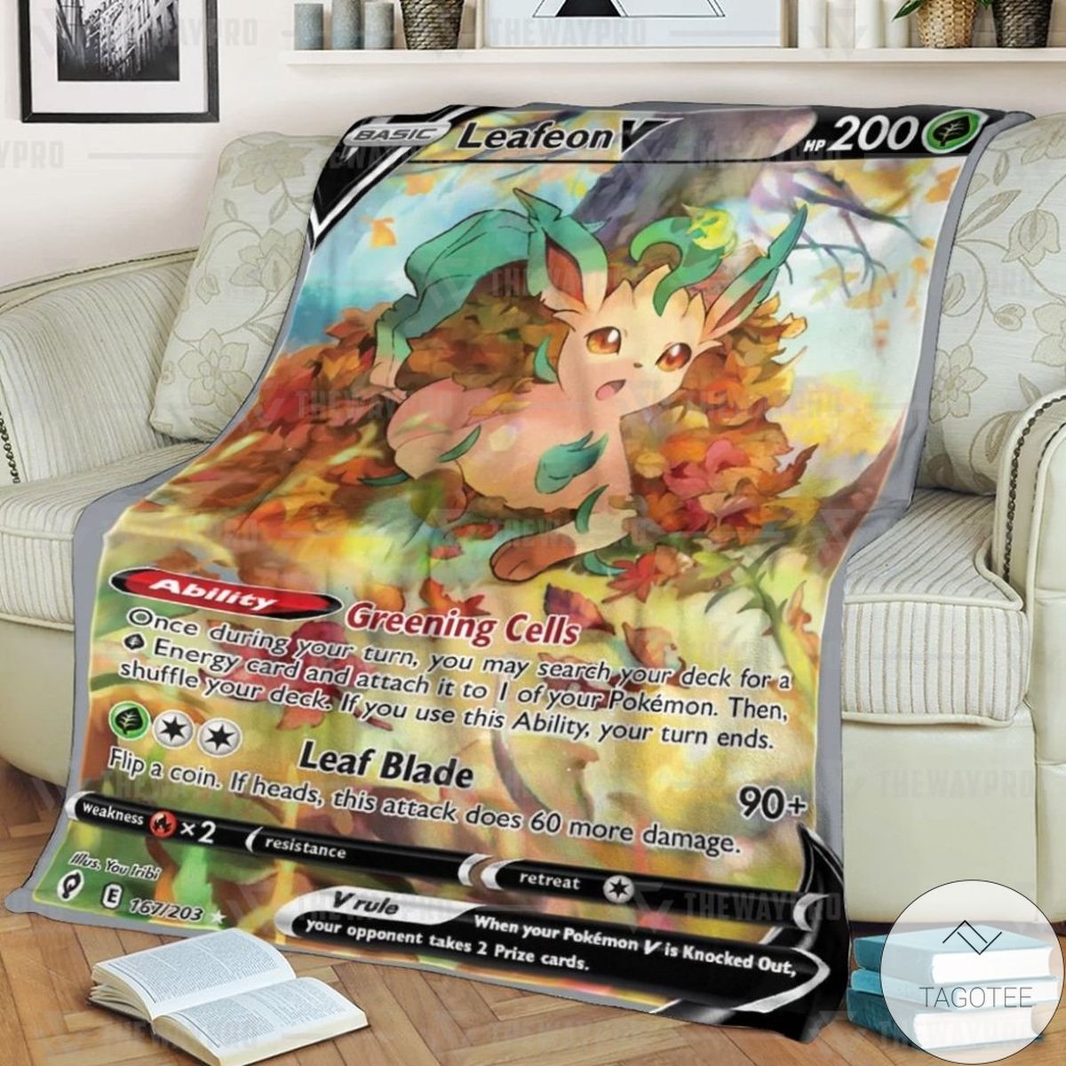 Anime Pokemon Leafeon Custom Blanket