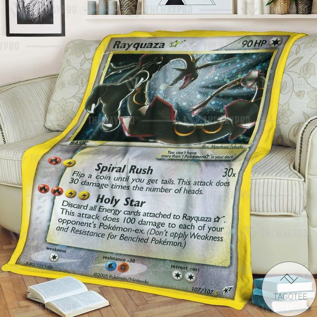 Anime Pokemon Rayquaza Gold Star Holo Custom Blanket