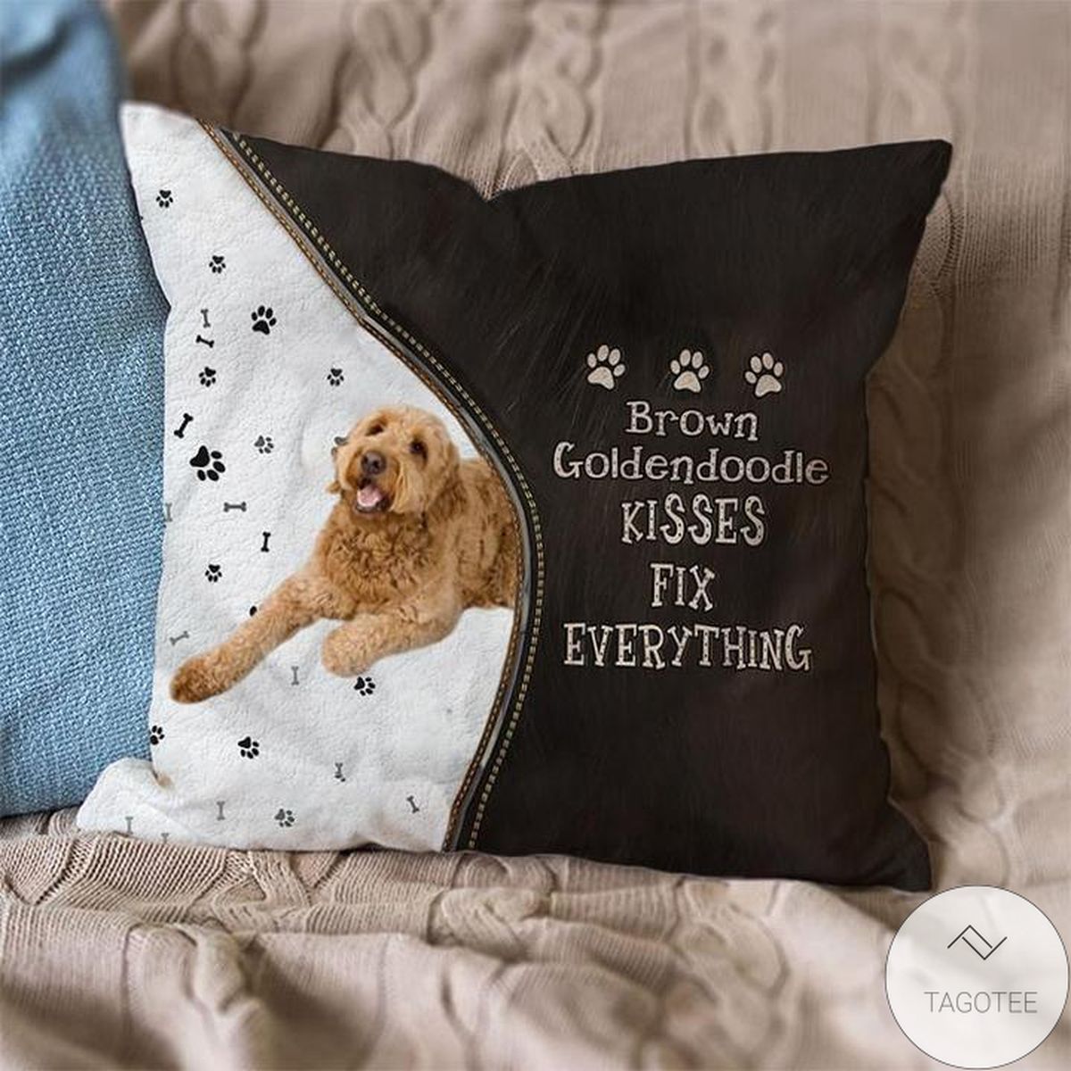 Brown Goldendoodle Kisses Fix Everything Pillowcase