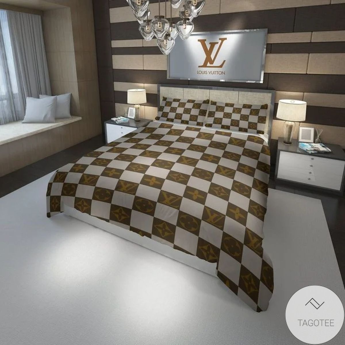 Louis Vuitton Logo Printed Bedding Set