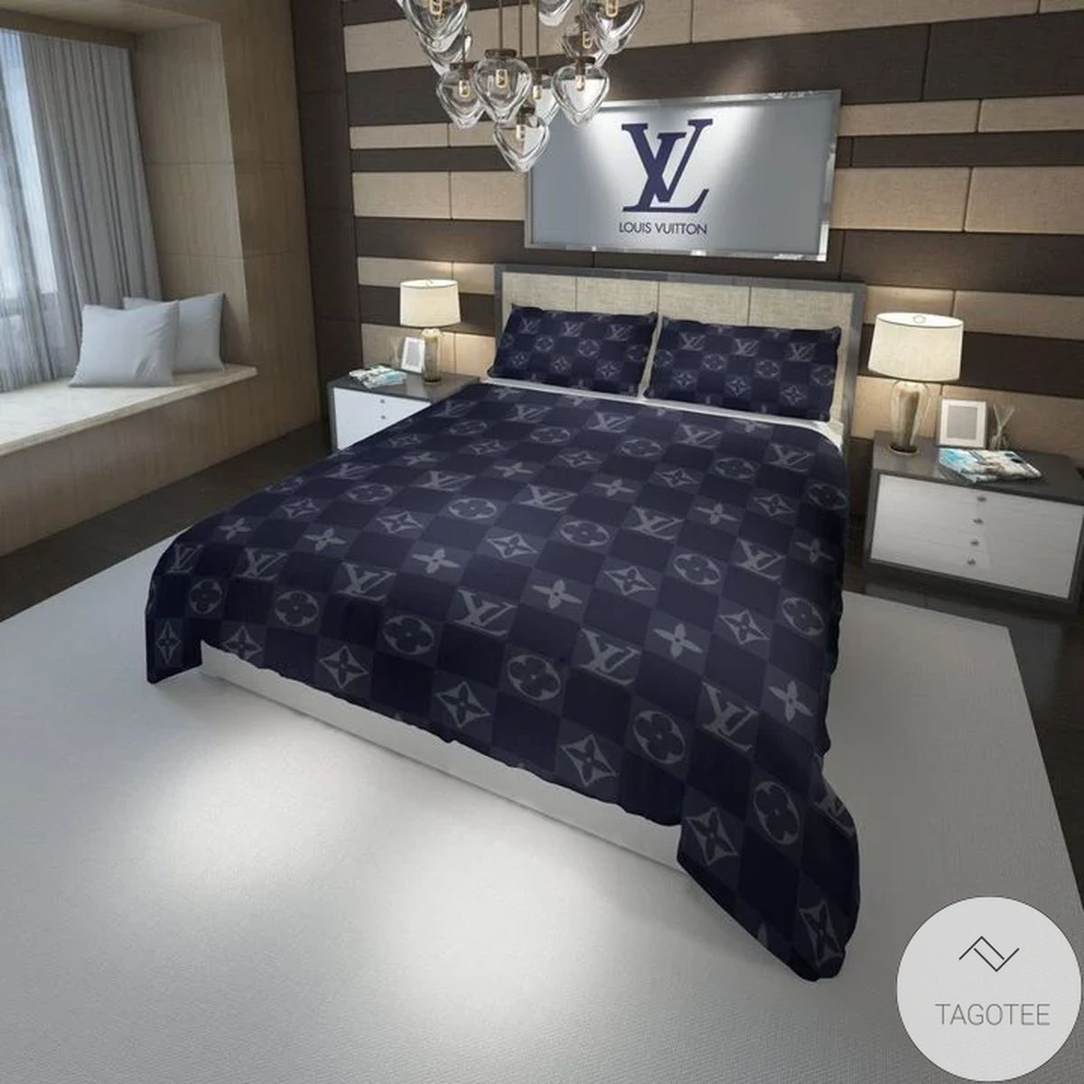 Louis Vuitton Monochrome Navy Bedding Set