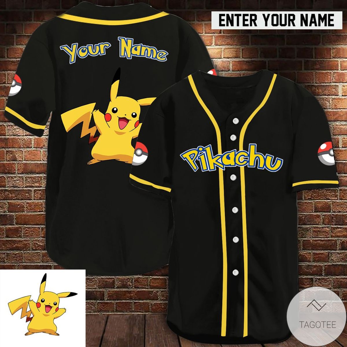 Personalized Pokemon Pikachu Baseball Jersey