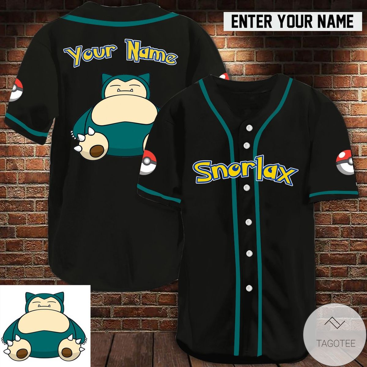 Personalized Pokemon Snorlax Baseball Jersey