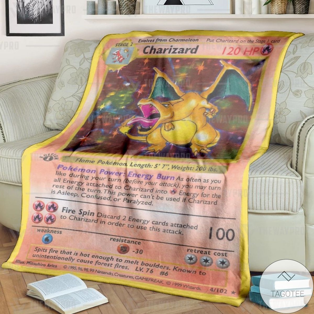 Pokemon Charizard Card Custom Blanket