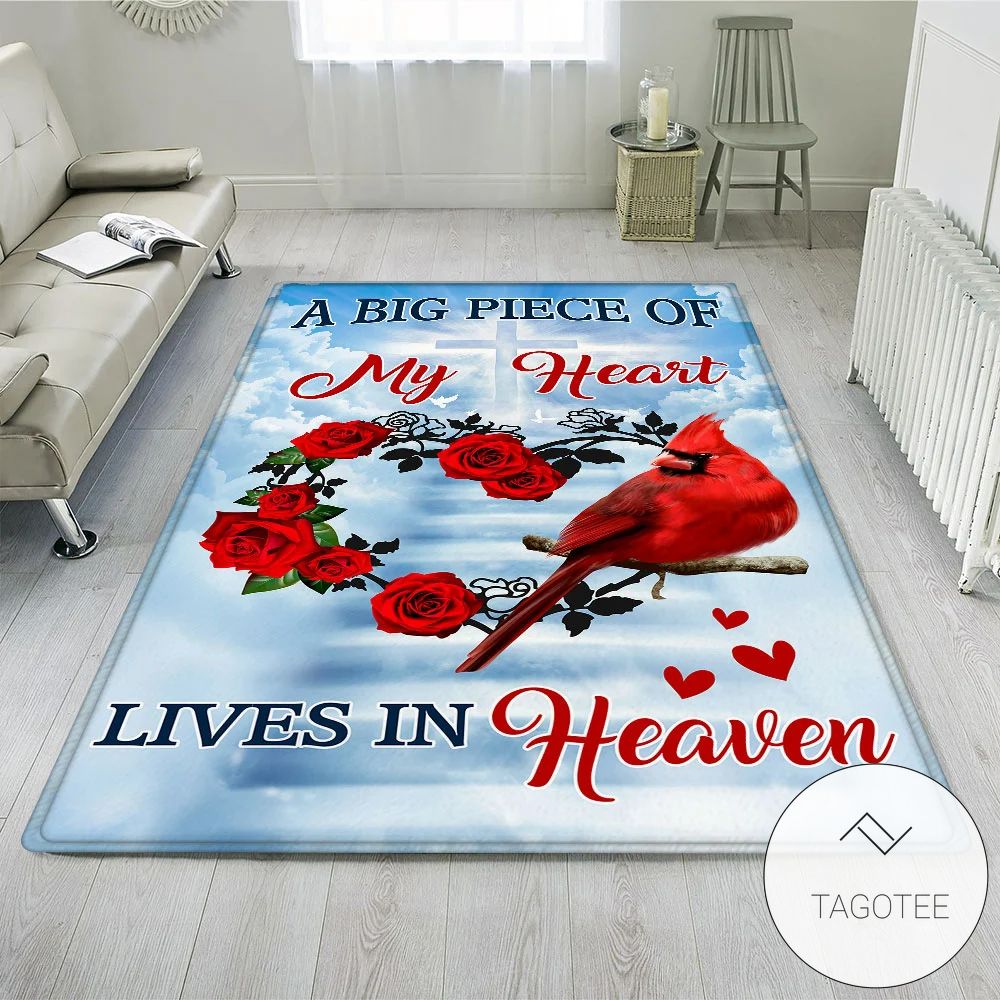 3D A Big Piece Of My Heart Lives In Heaven Cardinal Rug