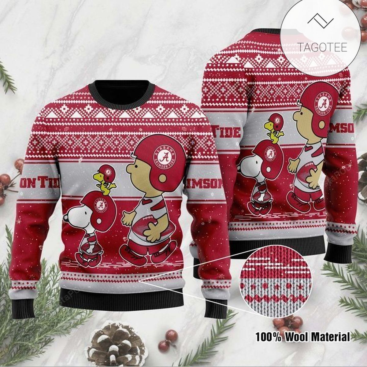 Alabama Crimson Tide Snoopy Ugly Christmas Sweater