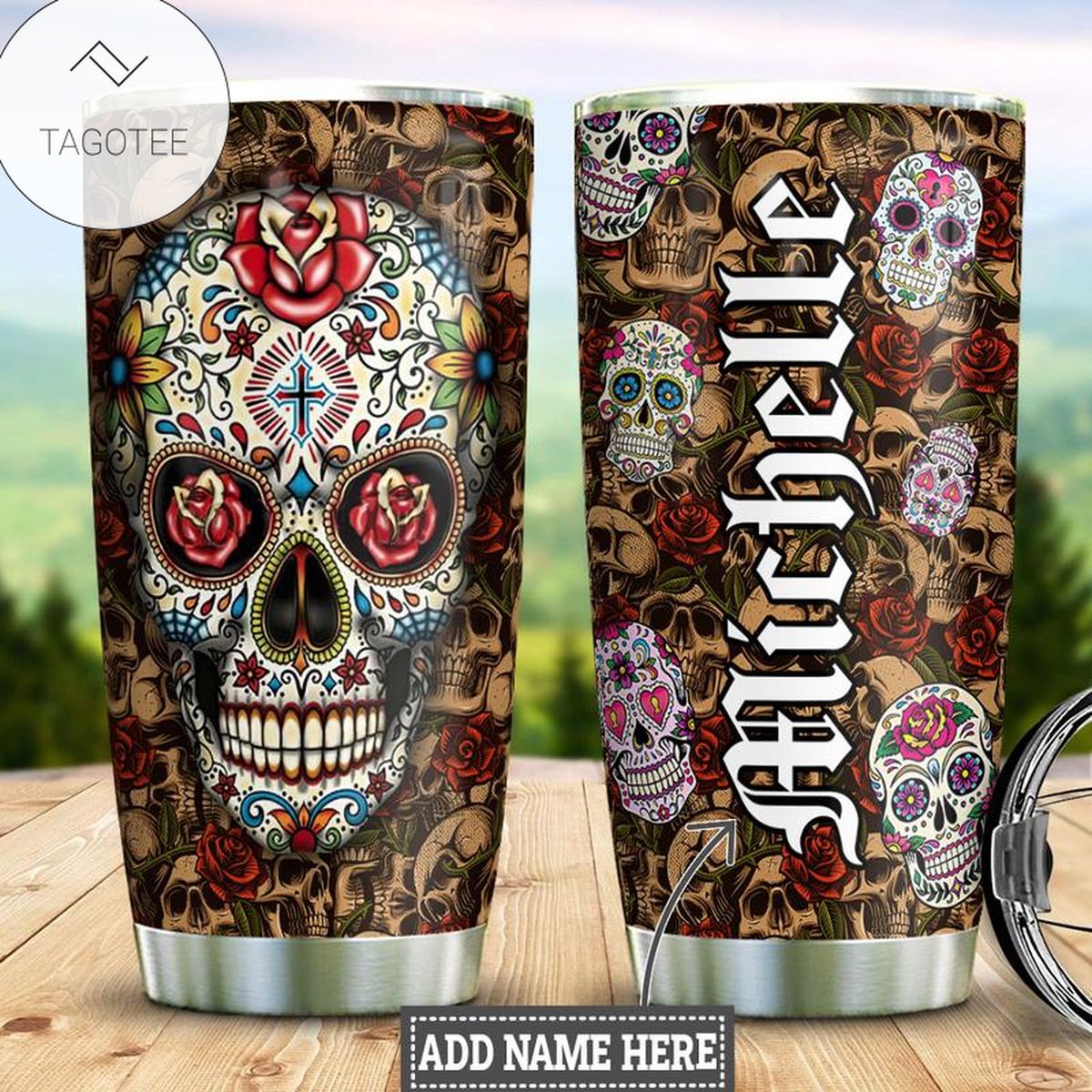 Top Rated Personalized Sugar Skull Colorful Vintage Tumbler