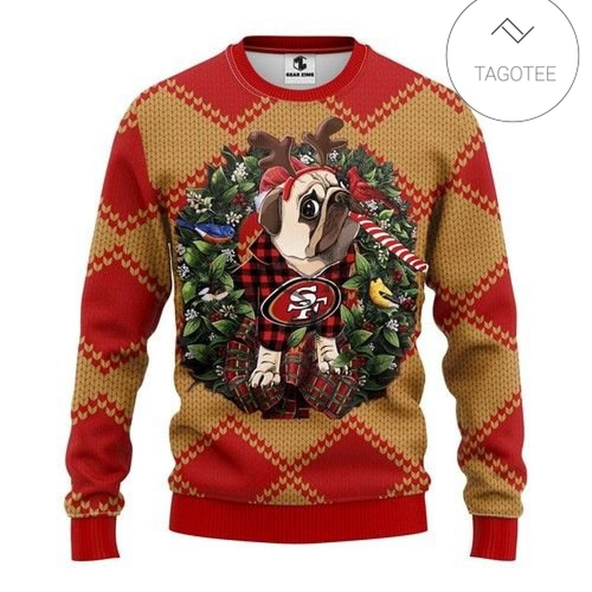 San Francisco 49ers Pug Dog Christmas For Fans Ugly Christmas Sweater