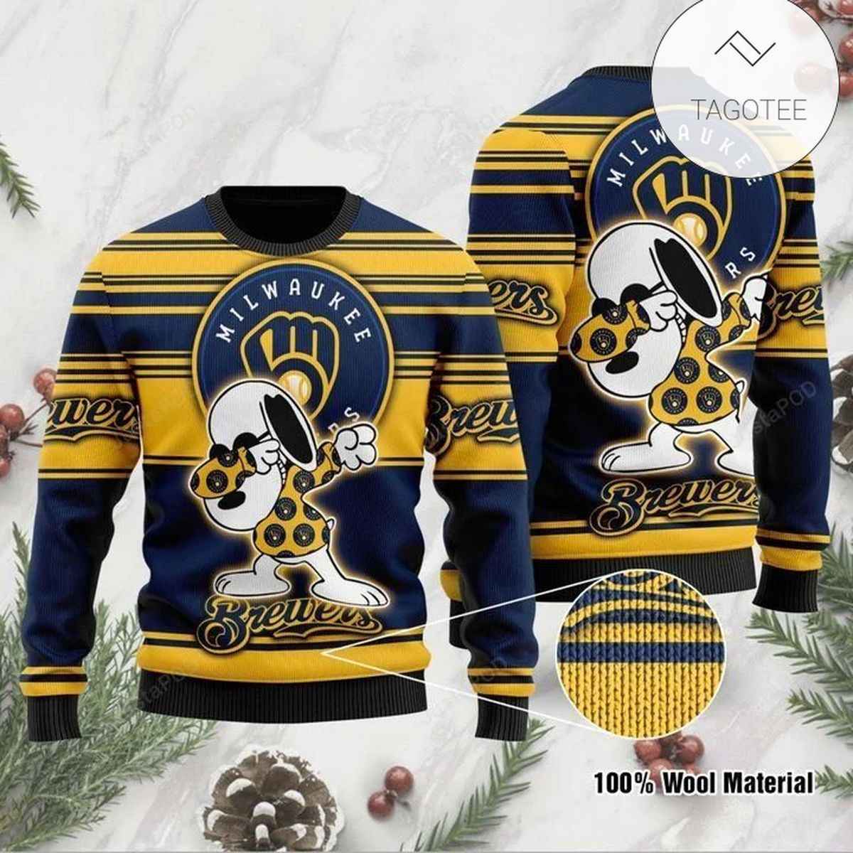 Snoopy Milwaukee Brewers Ugly Christmas Sweater