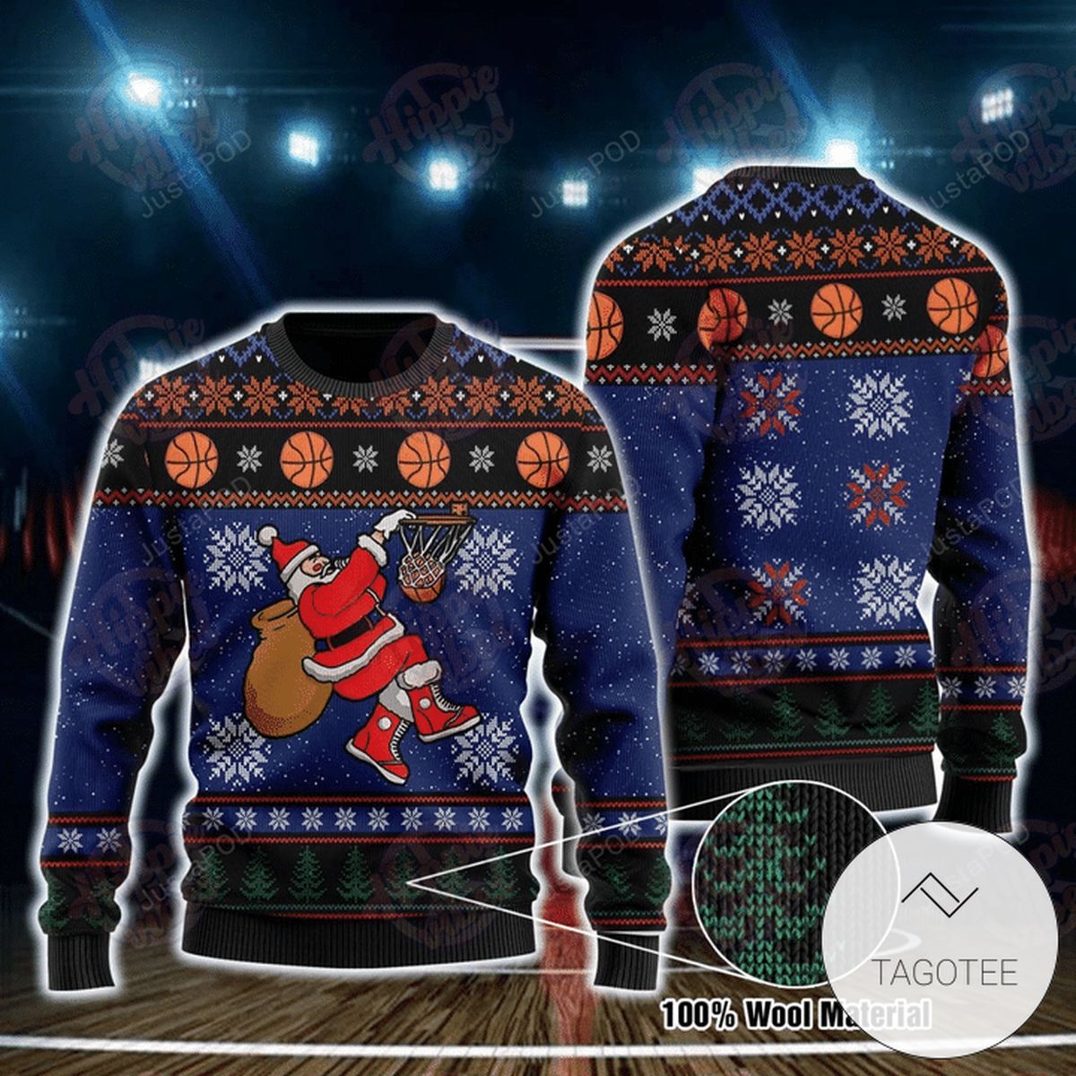 Basketball Santa Claus Ugly Christmas Sweater