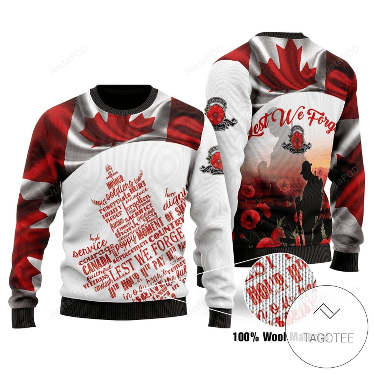 Canadian Veterans Lest We Forget Ugly Christmas Sweater