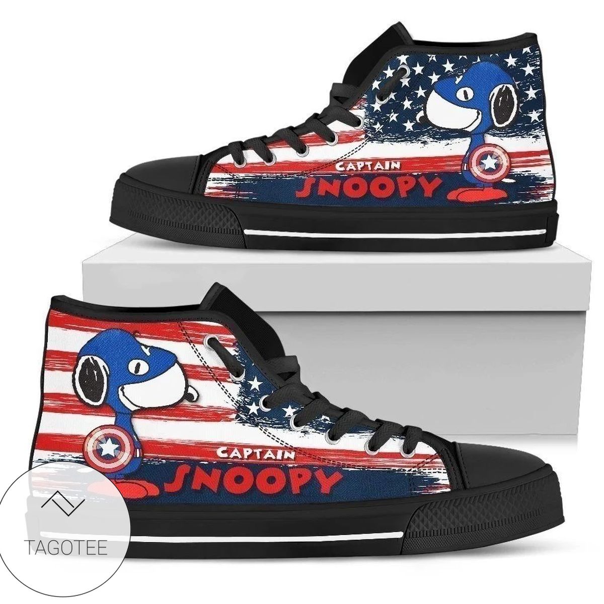 Captain Snoopy Sneakers High Top Shoes American Flag High Top Shoes