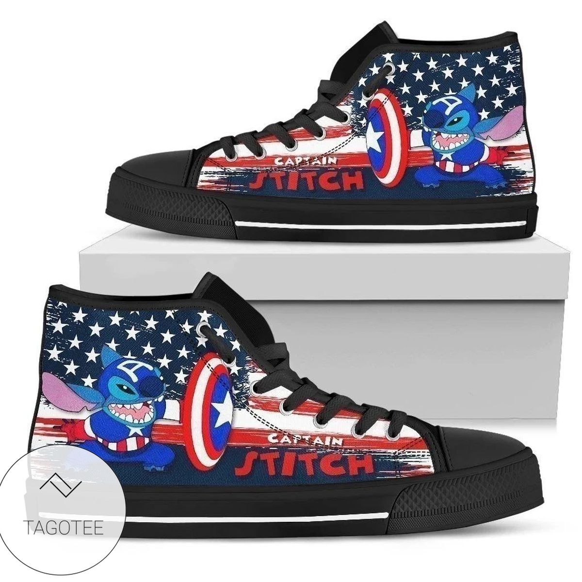Captain Stitch Sneakers High Top Shoes American Flag High Top Shoes
