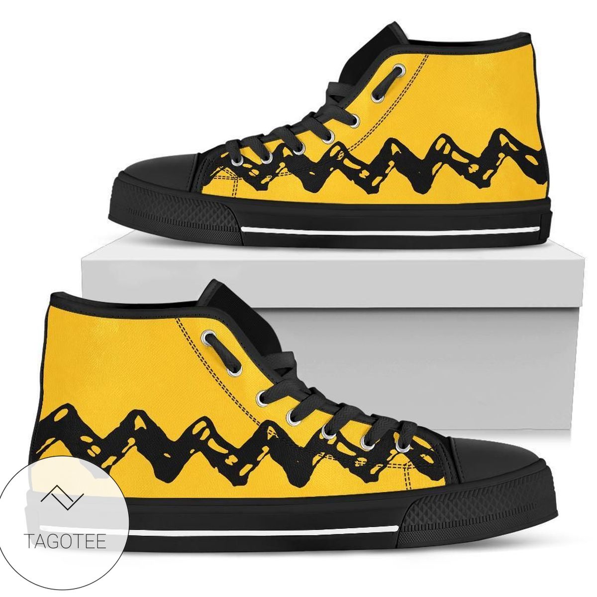 Charlie Brown Sneakers Funny Costume High Top Shoes High Top Shoes