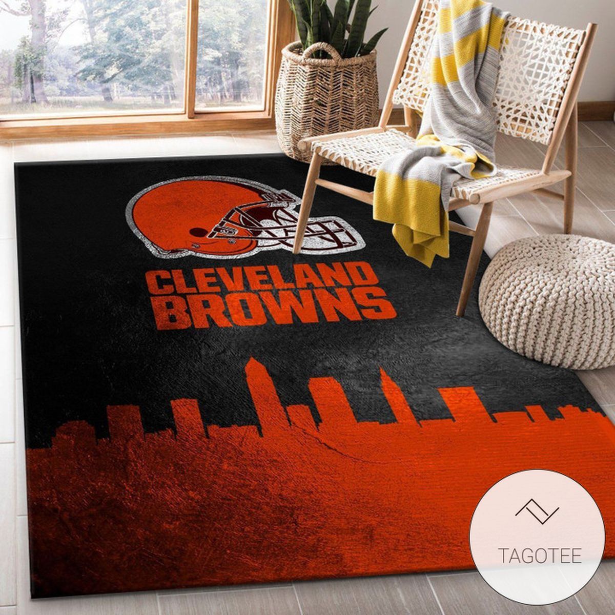 Cleveland Browns Skyline NFL Team Logos Area Rug Living Room Rug Family Gift US Decor