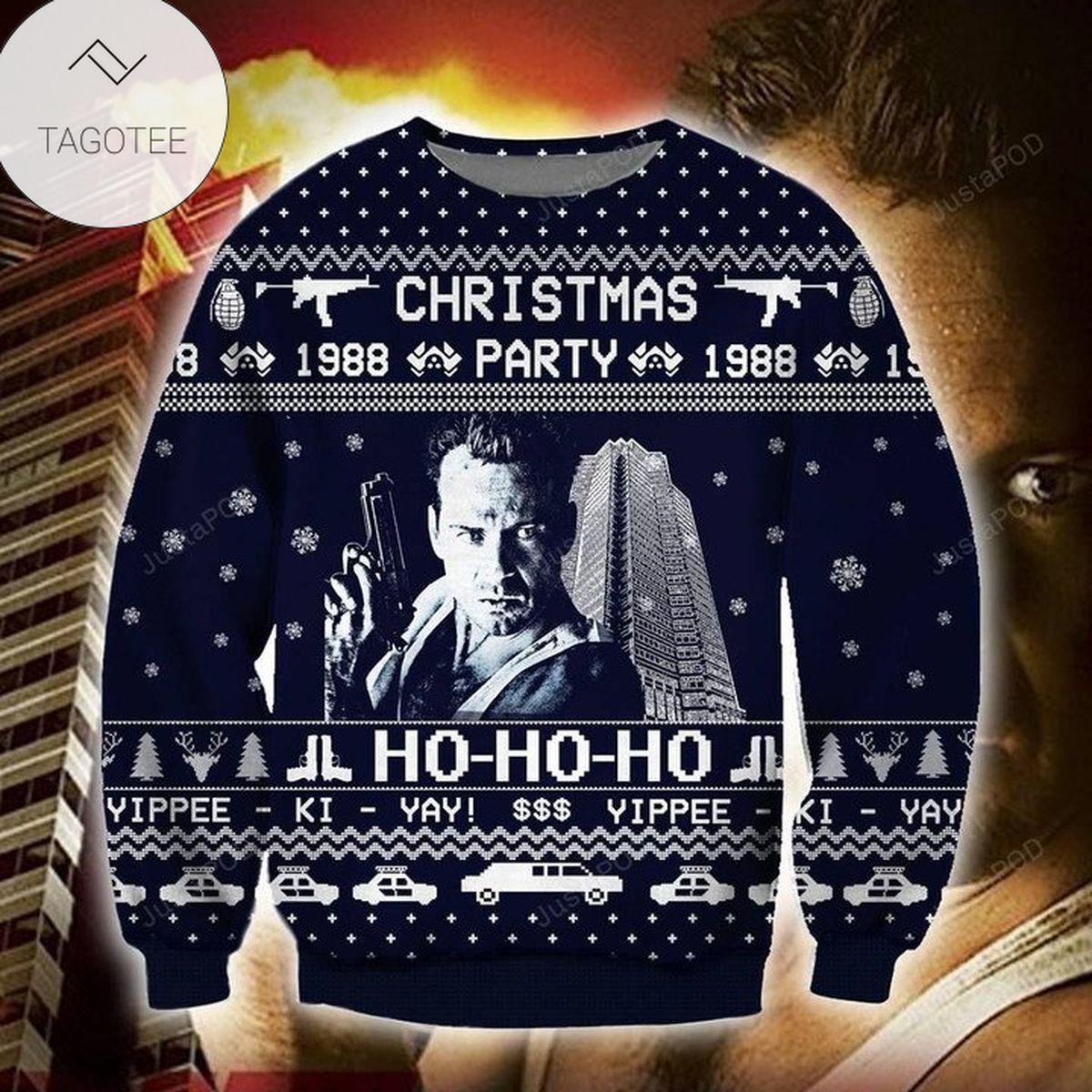 Die Hard KNITTING PATTERN 3D PRINT UGLY CHRISTMAS SWEATER