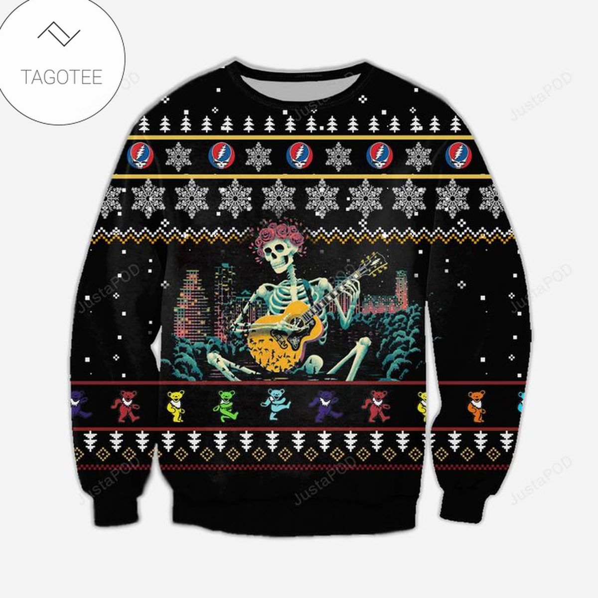 Grateful Skull Knitting Ugly Christmas Sweater