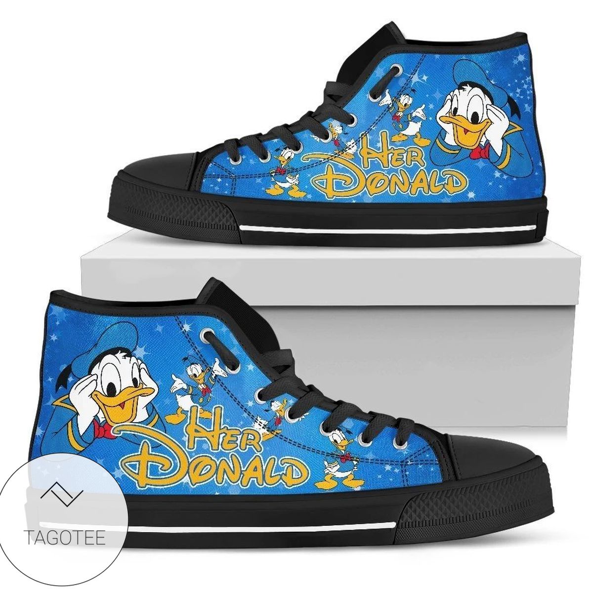 Her Donald His Daisy Sneakers High Top Shoes For Couple 1 High Top Shoes