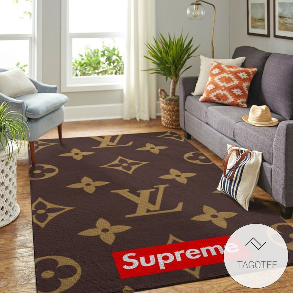 Louis Vuitton x Supreme Area Rug Hypebeast Carpet Luxurious Fashion Brand Logo Living Room  Rugs Floor Decor 2001026
