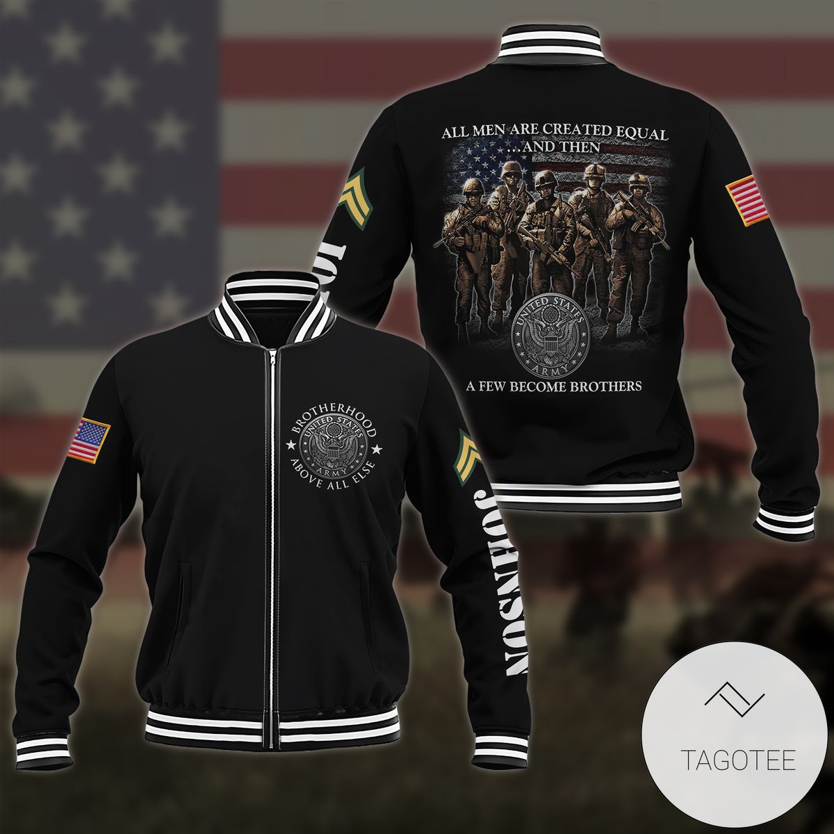 Top Rated Personalized Us Army Brotherhood Gift For Veteran Military Gift Custom Baseball Jacket Custom Name And Rank