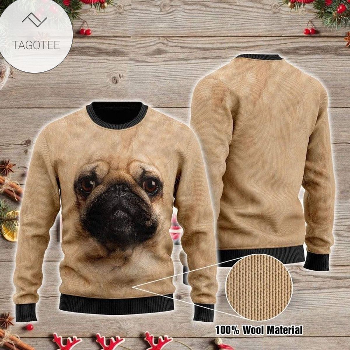 Pug Face Ugly Christmas Sweater