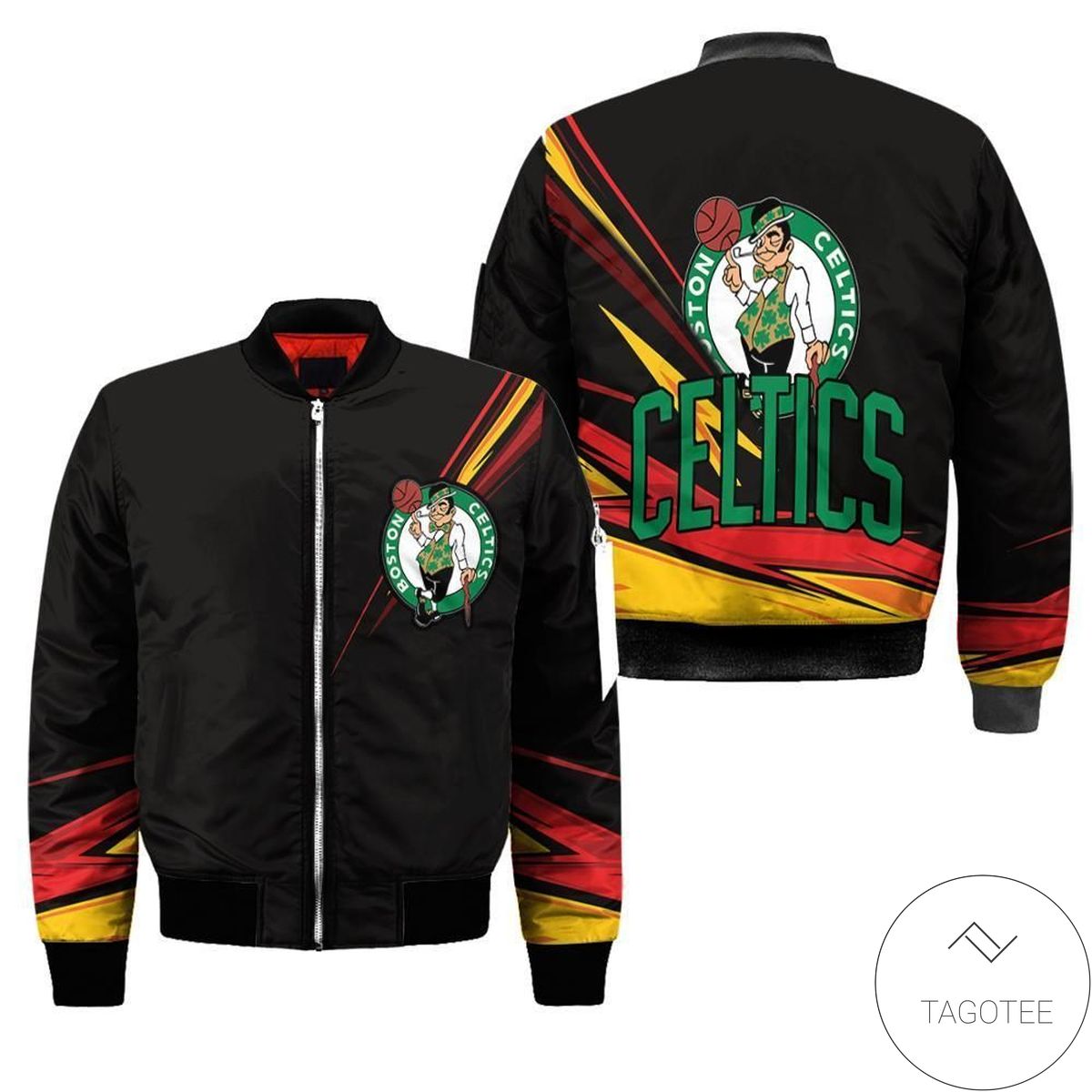 Boston Celtics Black 3d Printed Unisex Bomber Jacket
