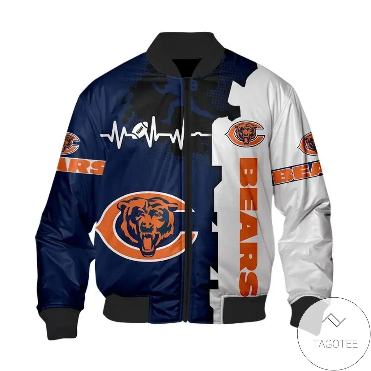 Chicago Bears Blue And Gray 3d Printed Unisex Bomber Jacket