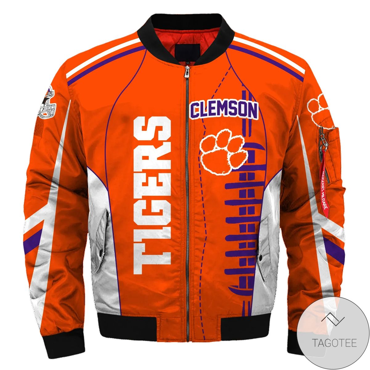 Clemson Tigers Orange 3d Printed Unisex Bomber Jacket