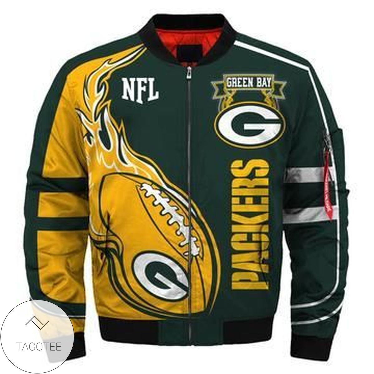 Green Bay Packers Logo 3d Printed Unisex Bomber Jacket