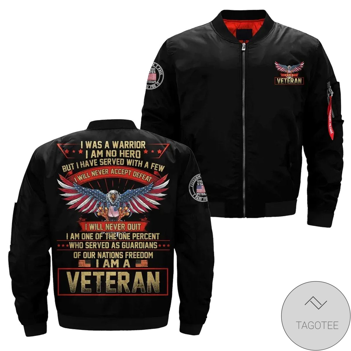 I Will Never Quit I Am A Veteran 3d Printed Unisex Bomber Jacket