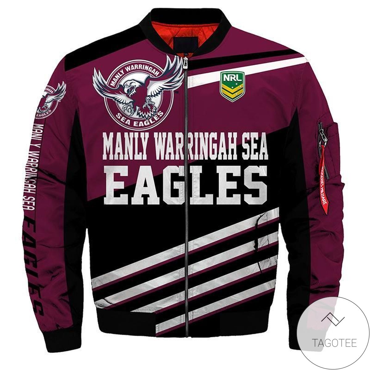 Manly Warringah Sea Eagles Stripes 3d Printed Unisex Bomber Jacket